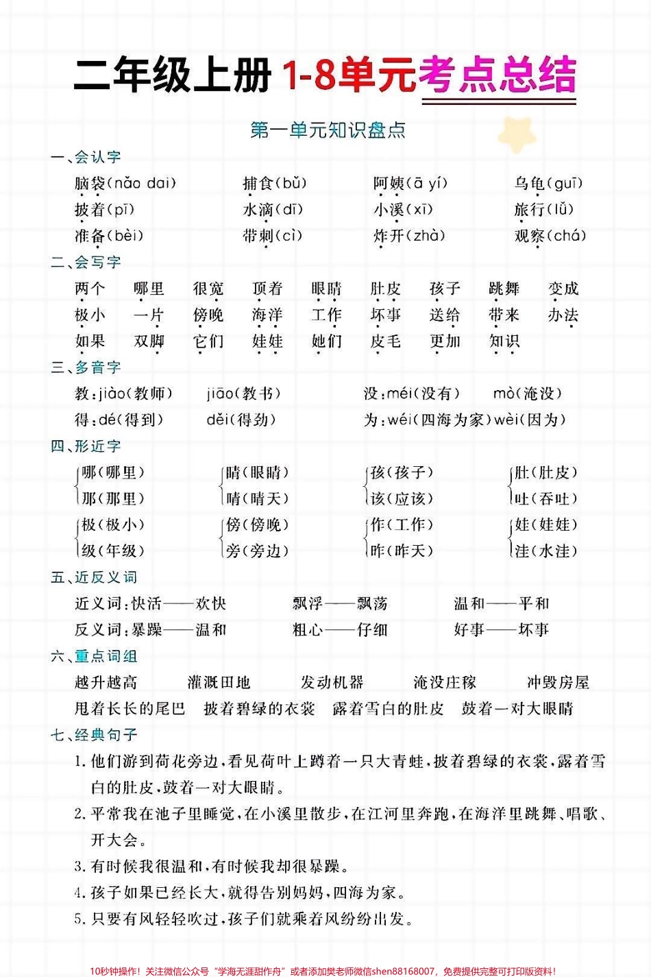 二年级上册语文单元知识点汇总家长收藏♥️关注哦.pdf_第1页