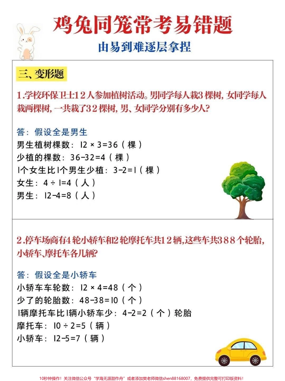 鸡兔同笼常考的易错题#数学思维 #小学数学.pdf_第3页