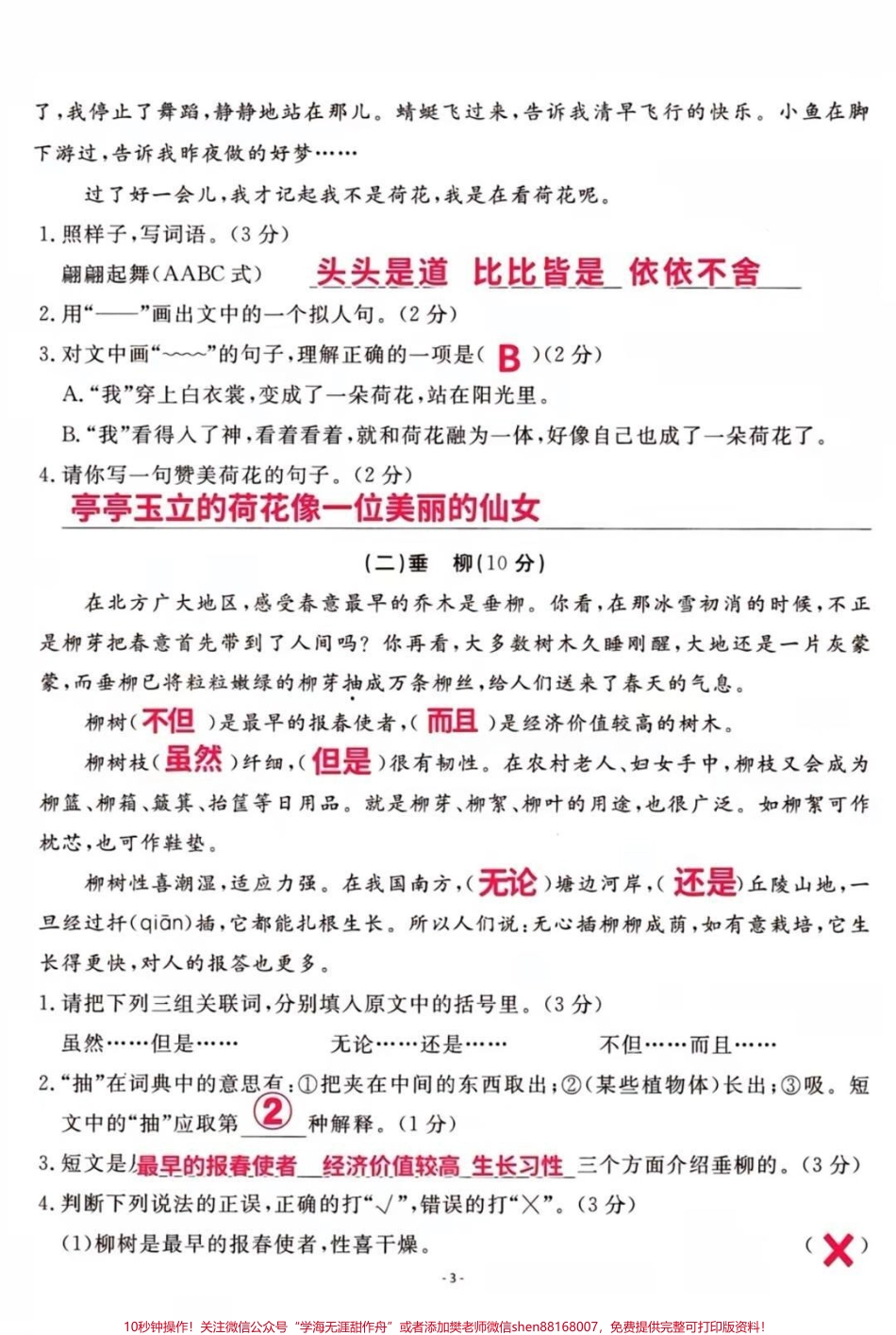 三年级下册语文第一单元测试#三年级#语文#学习 #必考考点 #单元测试.pdf_第3页