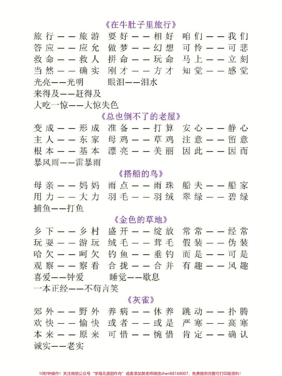 三年级上册语文全册近反义词汇总大全#知识点总结 #小学知识点归纳 #学习 #三年级.pdf_第2页