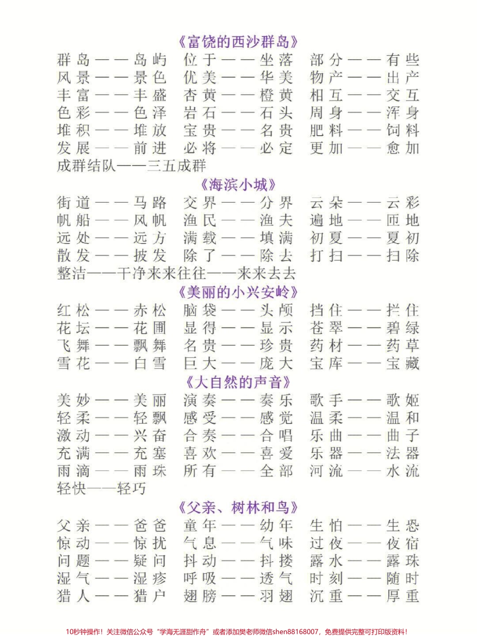 三年级上册语文全册近反义词汇总大全#知识点总结 #小学知识点归纳 #学习 #三年级.pdf_第3页