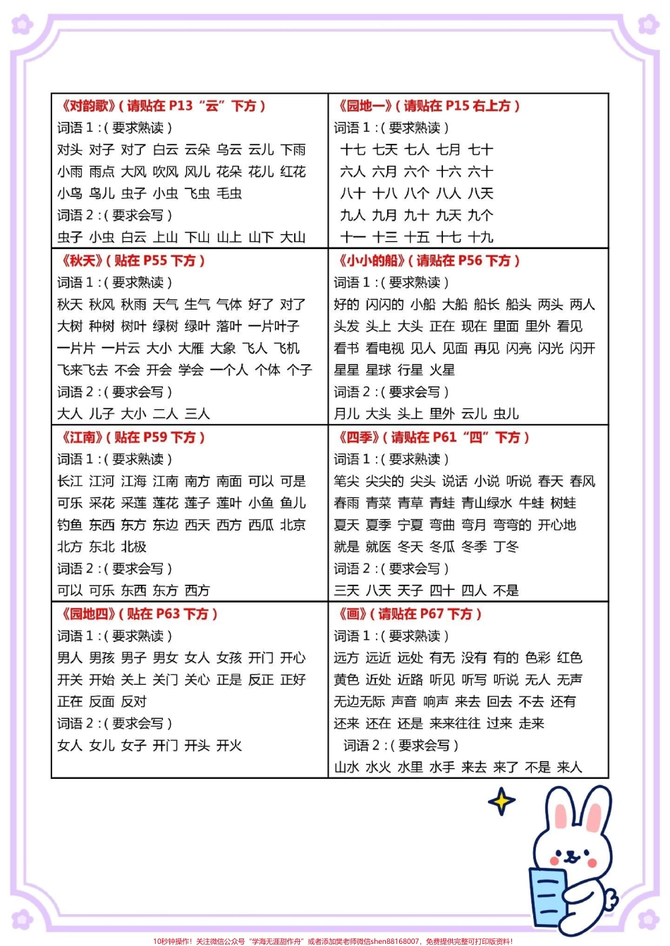 幼升小一年级语文上册词语贴#语文 #幼小衔接 #幼升小 #暑假预习 #一年级.pdf_第3页