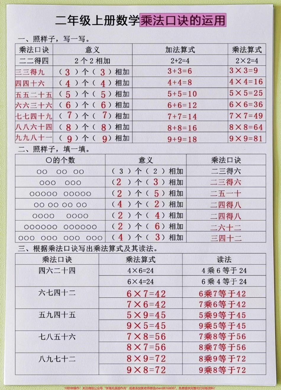 乘法口诀的运用二年级数学上册乘法口诀的运用二年级数学上册#一升二 #二年级上册数学 #二年级#易错题数学 #乘法口诀.pdf_第2页
