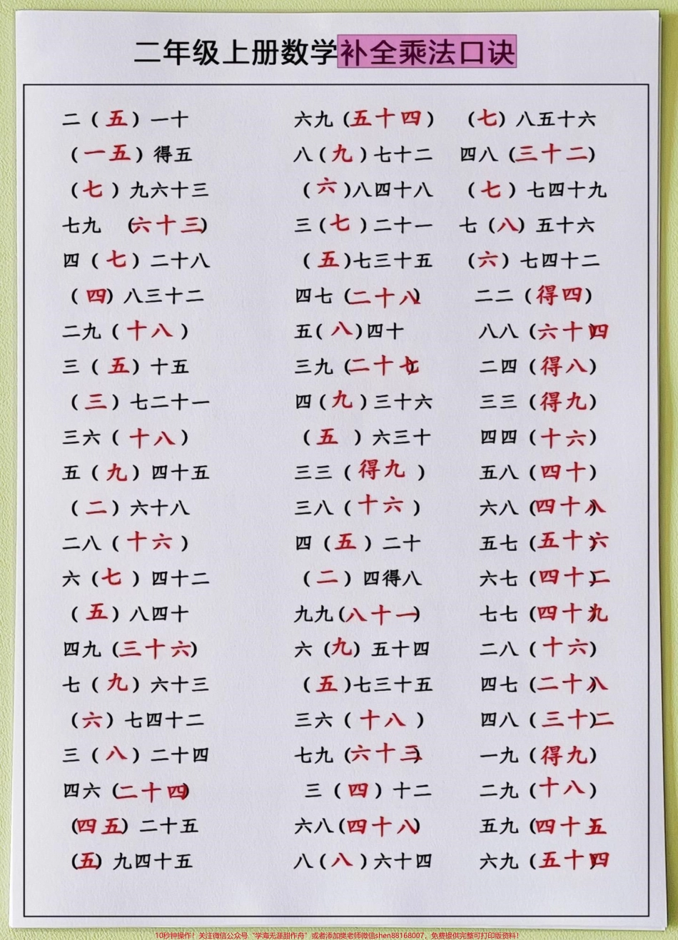 乘法口诀的运用二年级数学上册乘法口诀的运用二年级数学上册#一升二 #二年级上册数学 #二年级#易错题数学 #乘法口诀.pdf_第3页