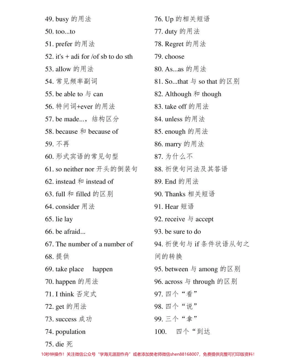 初中英语100个考点感觉真的挺有用的笔记给你们背一下#英语 #知识点总结 #必考考点 #每天学习一点点.pdf_第2页