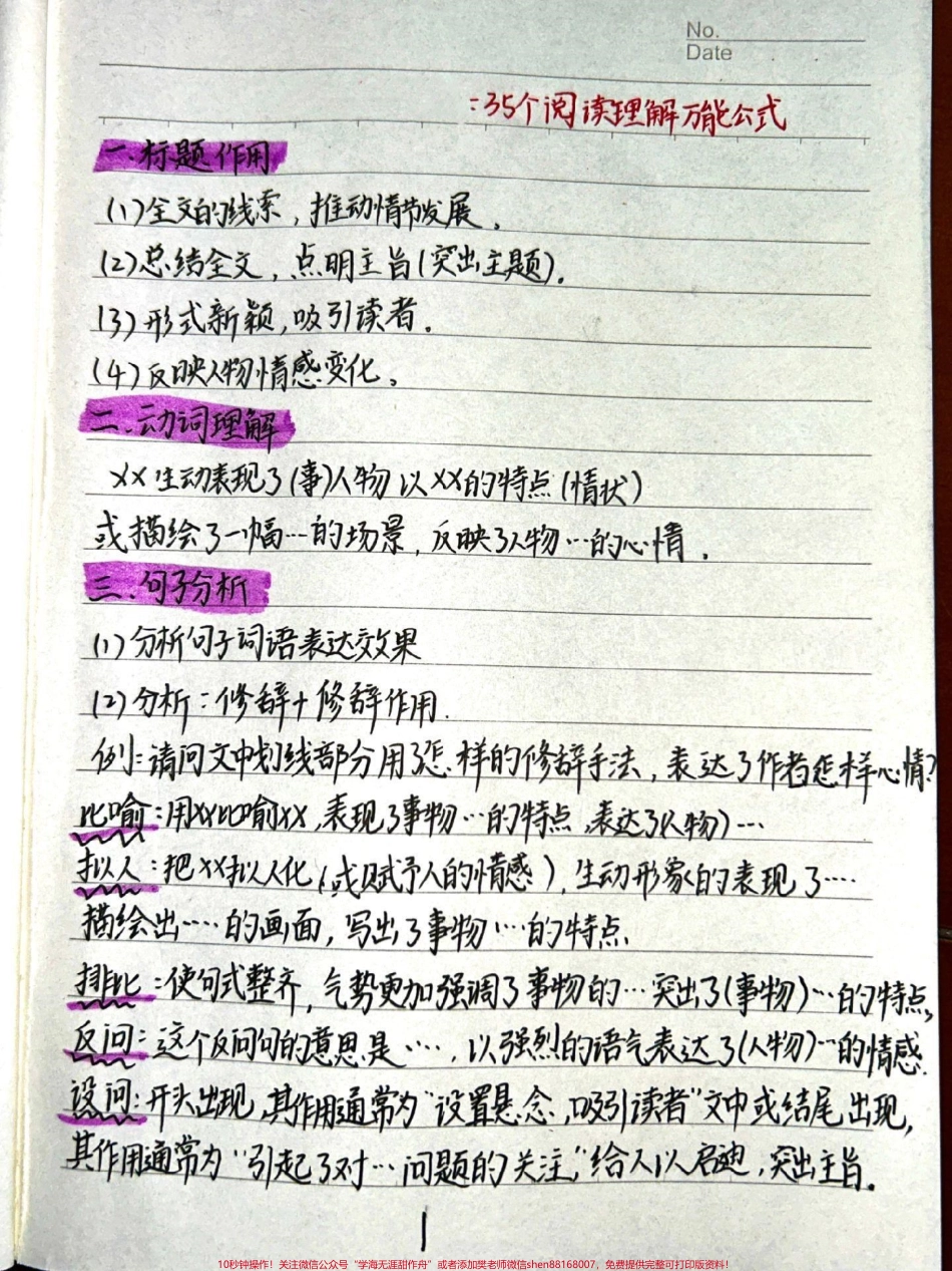 努力背熟你的语文阅读理解就厉害了#语文 #每天学习一点点.pdf_第1页