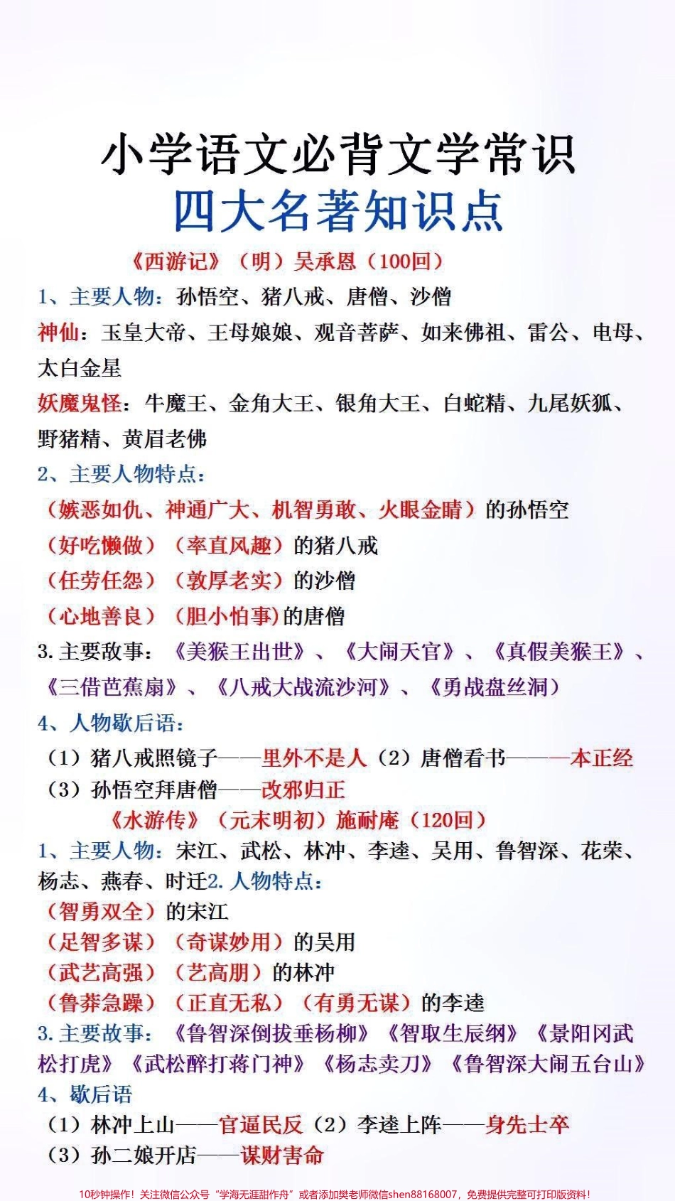 小学文学常识四大名著知识点#必考考点 #小学语文 #文学常识.pdf_第1页