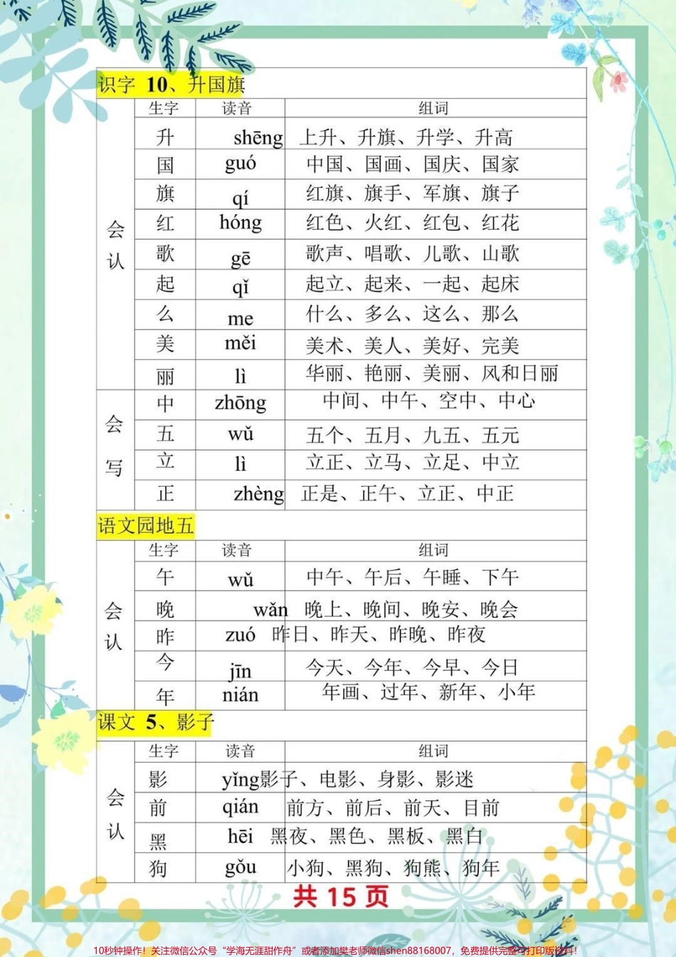 一年级上册语文生字组词汇总家长收藏♥️关注哦.pdf_第3页