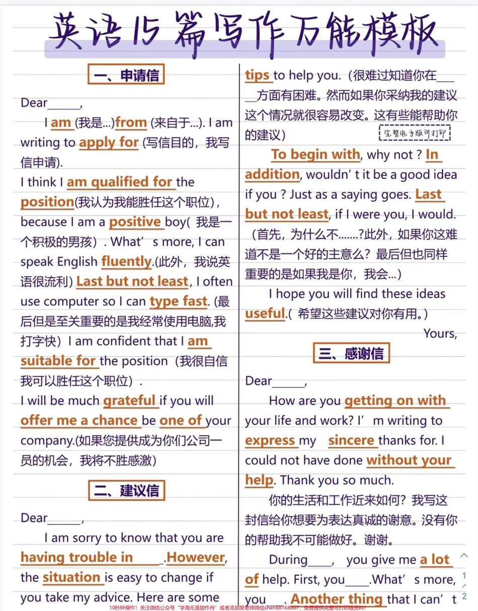 英语的万能写作模板可以收藏下载啊#英语写作 #英语.pdf_第1页