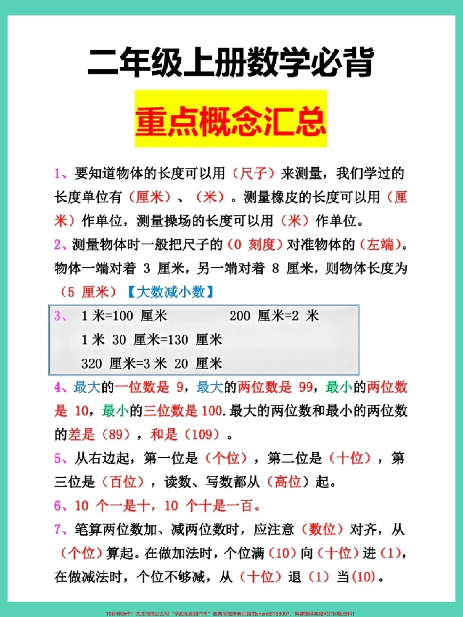 二年级上册册数学概念汇总#二年级上册数学 #知识点总结 #必考考点 #数学 #二年级数学.pdf_第2页