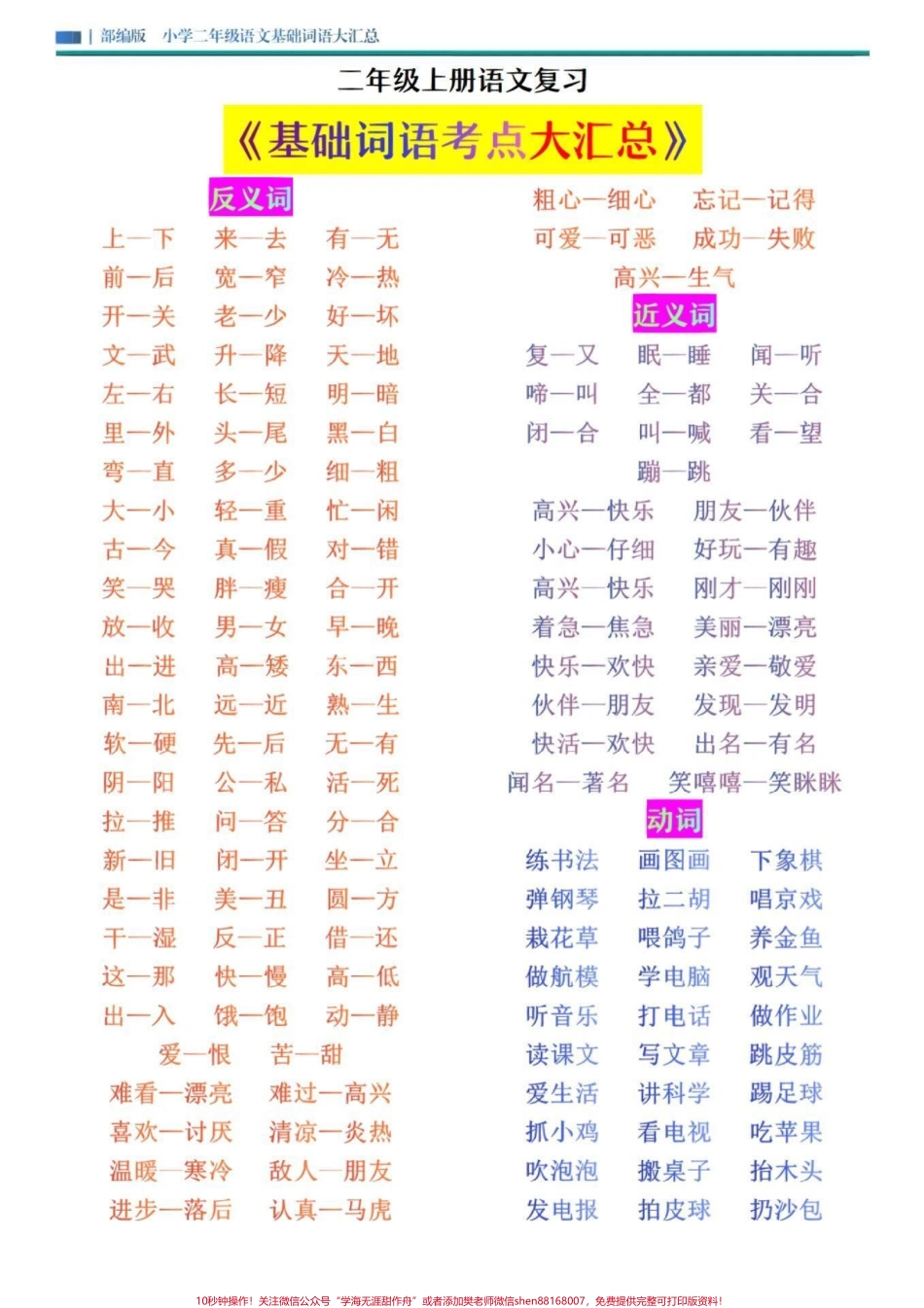 二年级上册语文期末复习必考基础词语积累汇总#家长收藏孩子受益 #学习 #小学知识点归纳.pdf_第1页