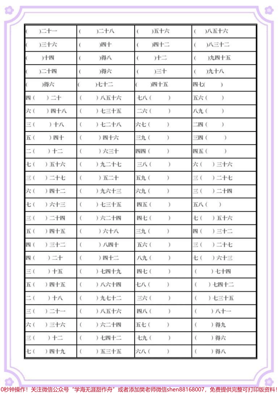 一升二九九乘法填空练习#一升二 #数学 #暑假预习 #乘法 #九九乘法表.pdf_第3页