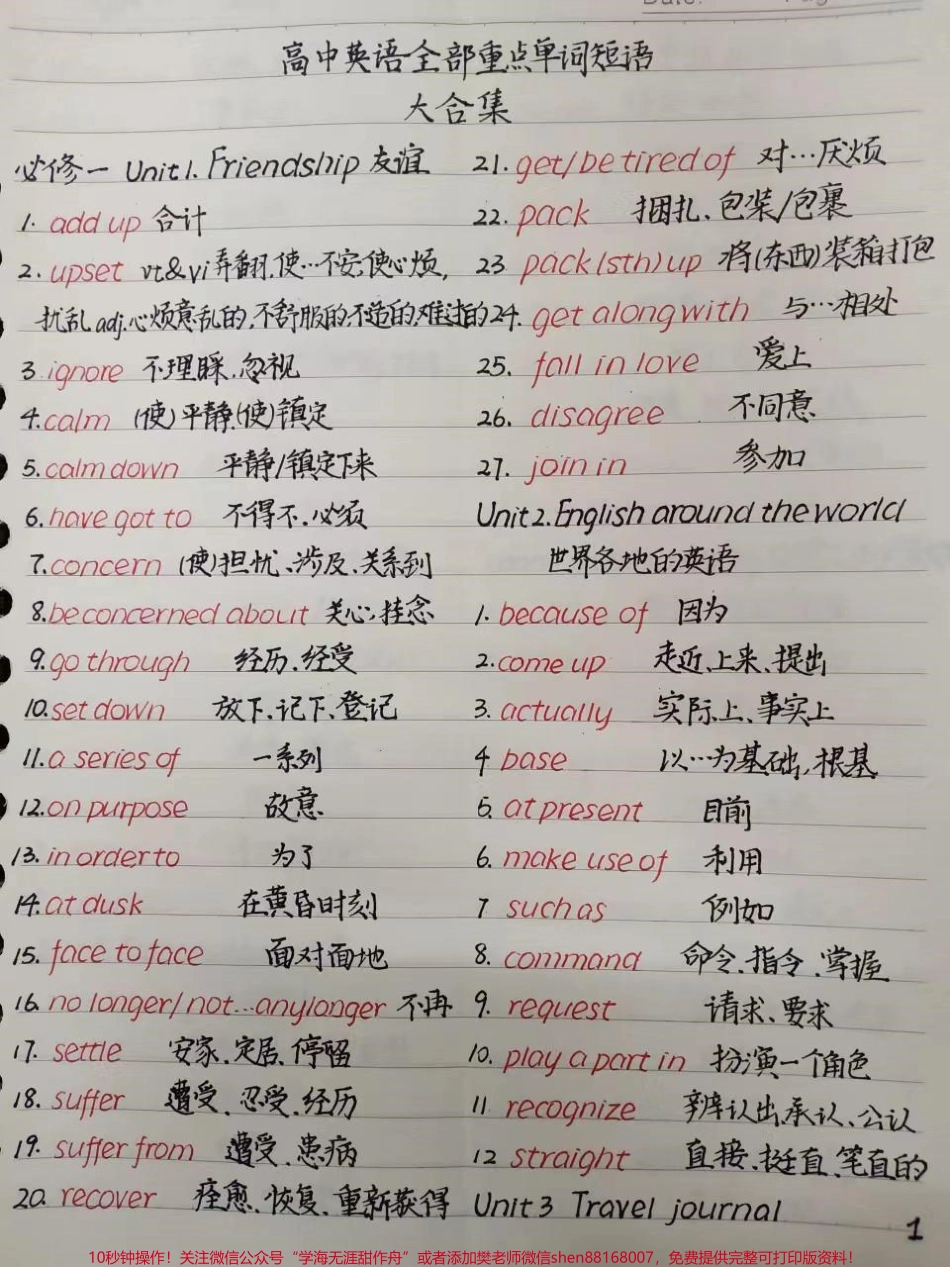 高中全部重点单词大合集这才是高中生该看的#英语 #每天学习一点点.pdf_第1页