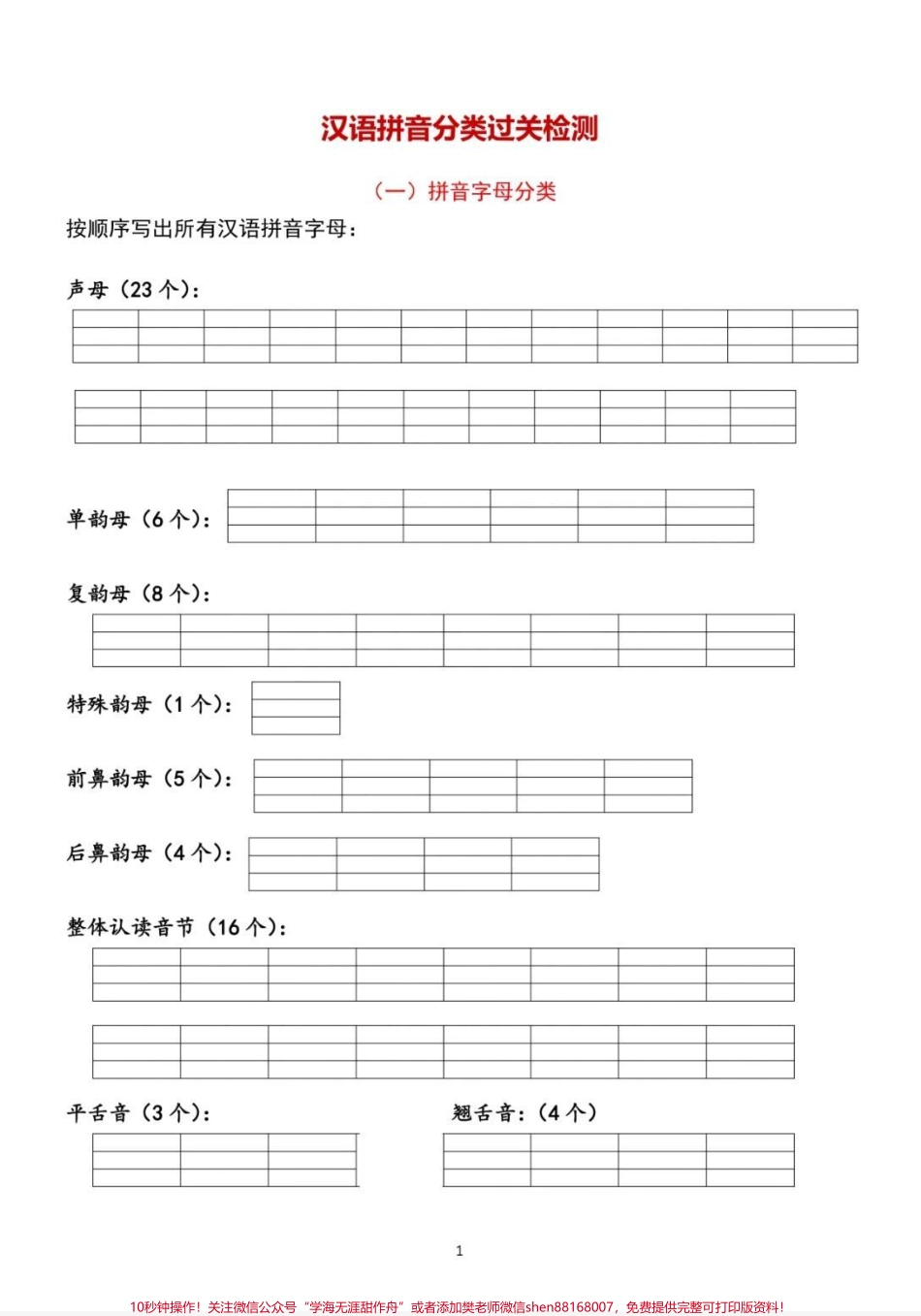 汉语拼音过关检测拼音过关检测#拼音 #语文 #一年级 #家长必读 #每天学习一点点.pdf_第1页