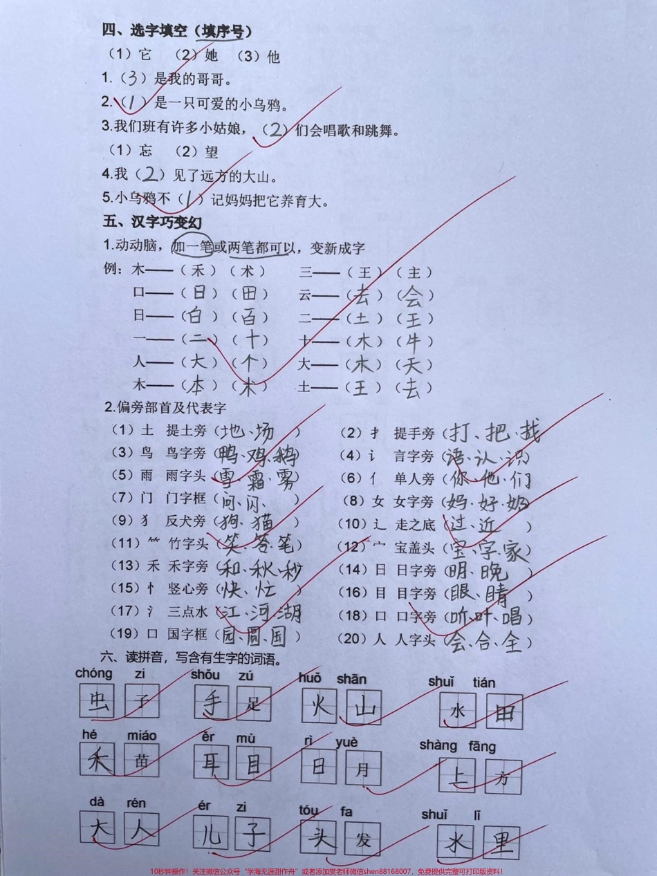 一年级上册语文《生字 字词专项训练》#一年级#教育 #知识分享 #育儿 #干货.pdf_第2页