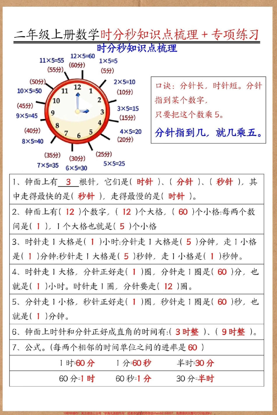 二年级上册数学十分秒知识点梳理#二年级数学 #易错题数学 #时分秒换算 #钟表专项练习 #二年级上册数学.pdf_第2页