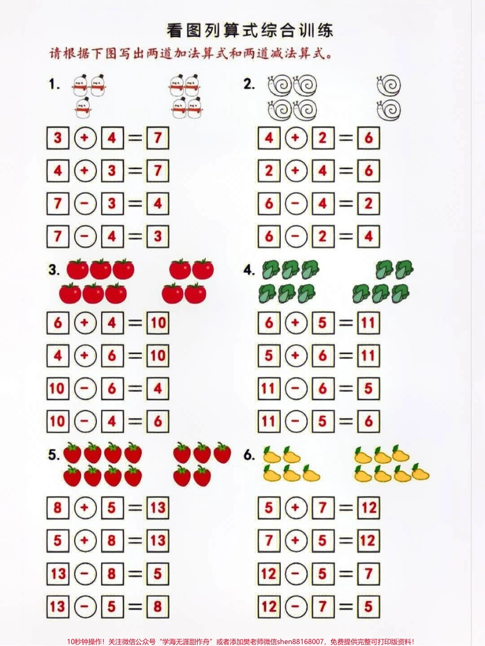 一年级上册数学必考看图列式综合训练#小学知识点归纳 #知识点总结 #学习 #一年级数学.pdf_第1页