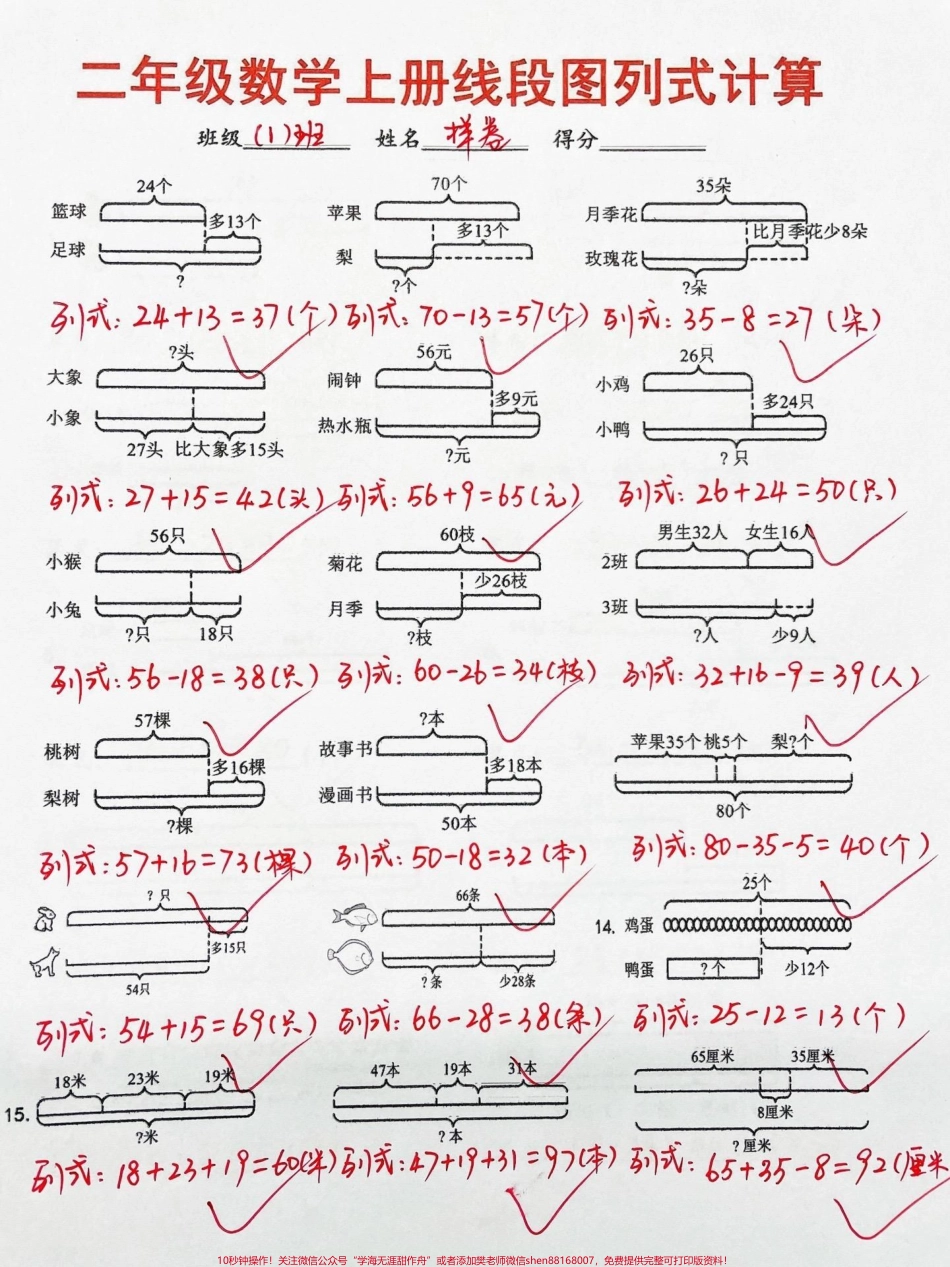 二年级数学上册线段图列式计算专项练习#二年级 #二年级数学 #二年级数学上册#线段图 #二年级上册数学@DOU+小助手.pdf_第1页