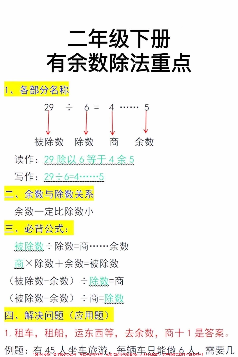 二年级下册数学有余数的除法重点知识及练习#教育 #学习 #小学数学 #数学 #数学思维.pdf_第1页