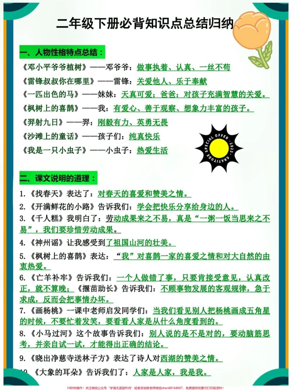 二年级下册语文必背知识点归纳总结大全#教育 #小学语文 #学习 #二年级 #每天学习一点点.pdf_第1页
