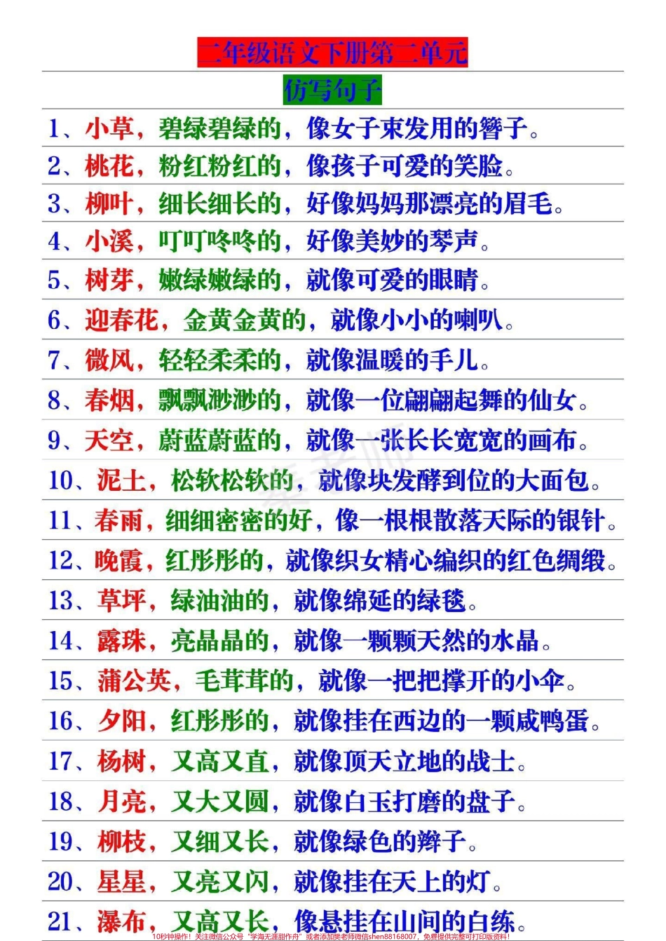 二年级下册语文仿写句子#二年级语文 #必考考点 #仿写句子 #开学季 #知识分享.pdf_第1页