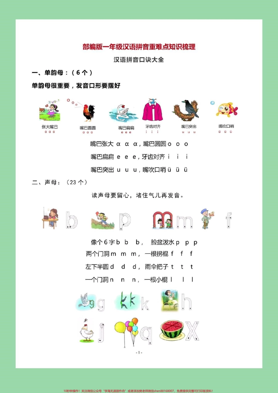 #家长收藏孩子受益 #必考考点 #幼小衔接#一年级#汉语拼音 免费分享电子版学习资料家长为孩子保存.pdf_第1页