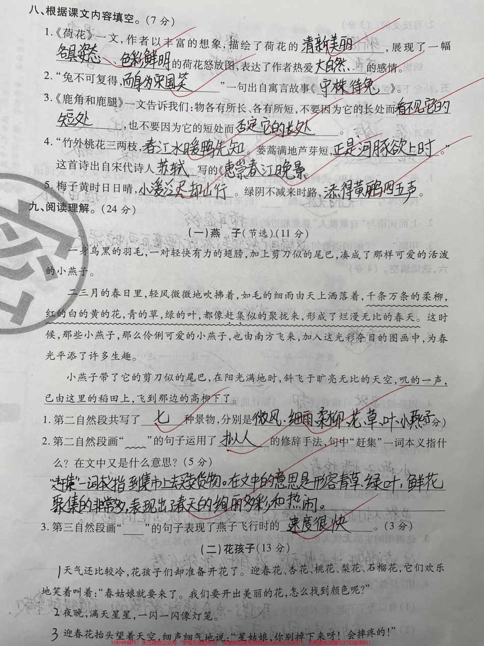 三年级下册语文第一次月考检测卷#知识分享 #三年级 #二年级 #育儿 #家庭教育.pdf_第3页