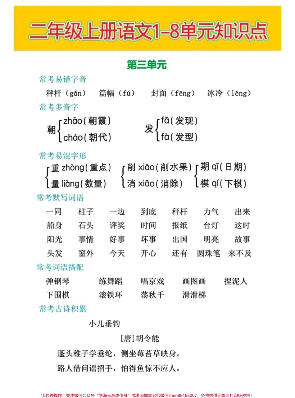 二年级上册语文单元知识总结#小学语文 #二年级 #家长收藏孩子受益 #教育 #学习.pdf_第3页