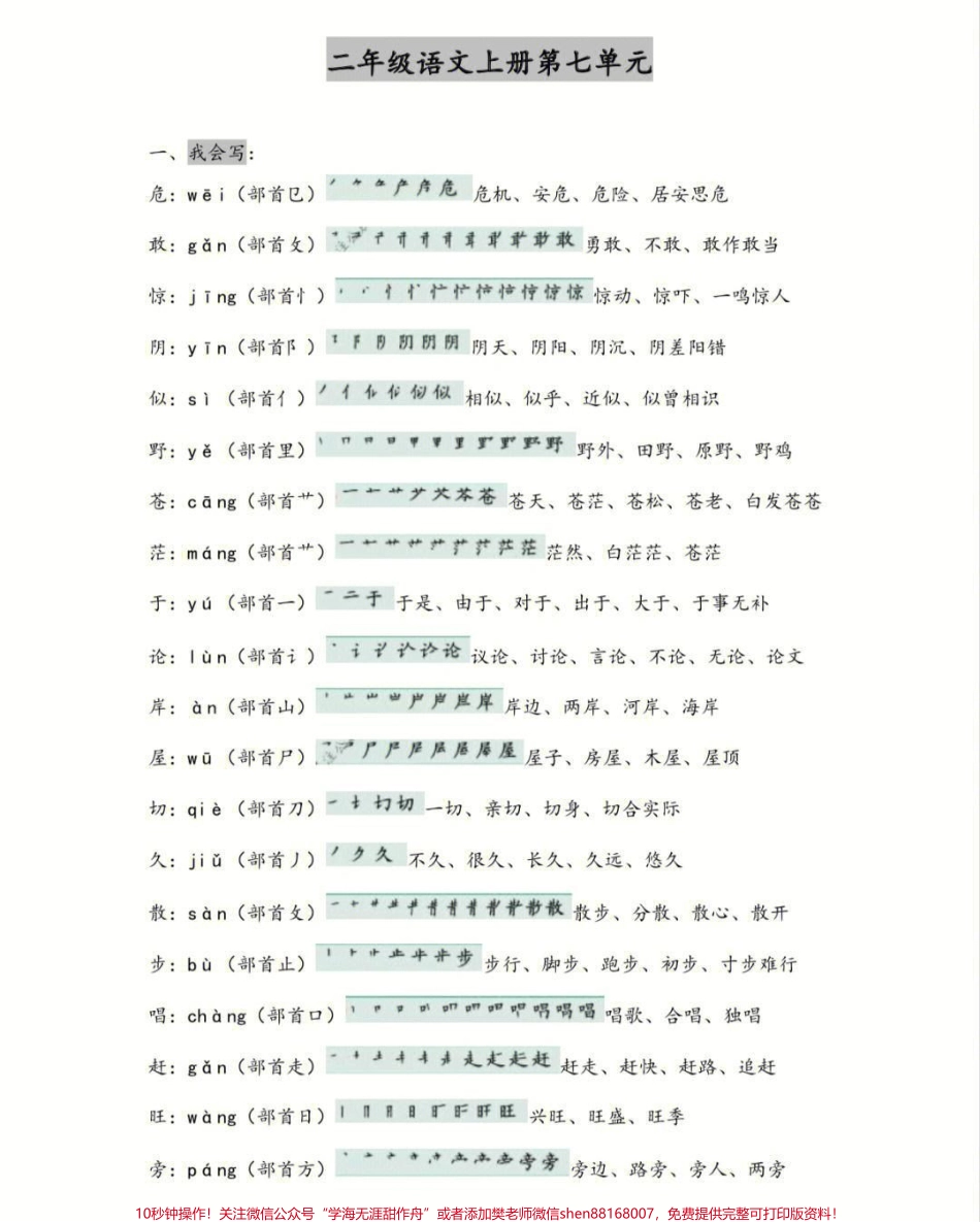 二年级上册语文第七单元基础知识点归纳#家长收藏孩子受益 #知识点总结 #学习 #小学知识点归纳 #二年级.pdf_第1页