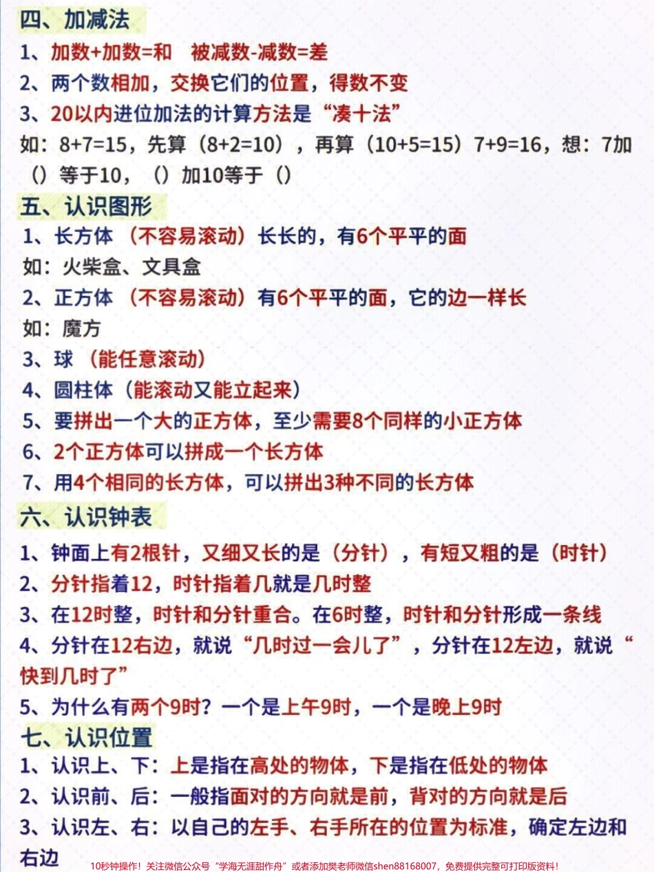 一年级上册数学必考知识点大全#家长收藏孩子受益 #学习 #知识点总结 #一年级数学.pdf_第2页