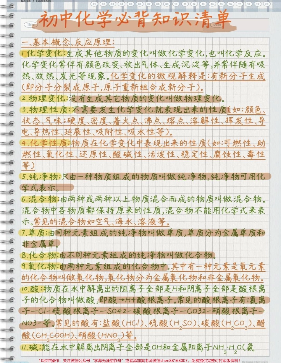 初三化学必背知识刷到了先存起来初三化学要考的内容都在这里了每天抽时间来背一下坚持把这些知识背熟在心里你的化学成绩一定可以越来越好#化学 #初三化学 #知识点总结 #必考考点 #每天学习一点点.pdf_第1页