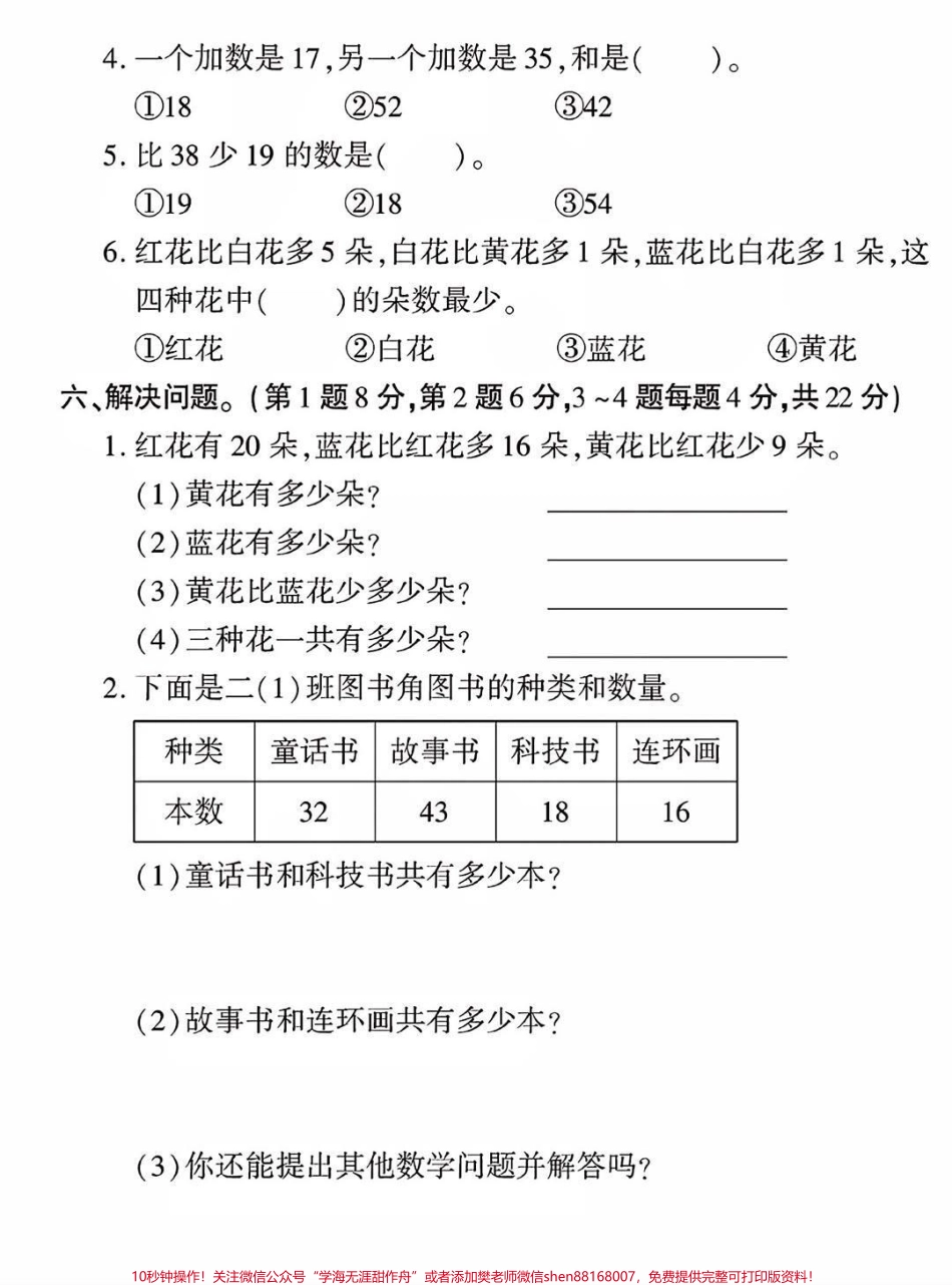 二年级上册数学第一次月考卷#每天学习一点点 #小学数学 #数学 #家长必读 #数学思维.pdf_第3页