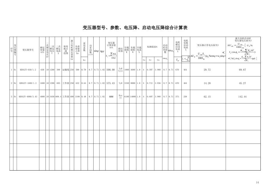 电缆、阻抗值、短路电流、电压降计算表.xls_第1页