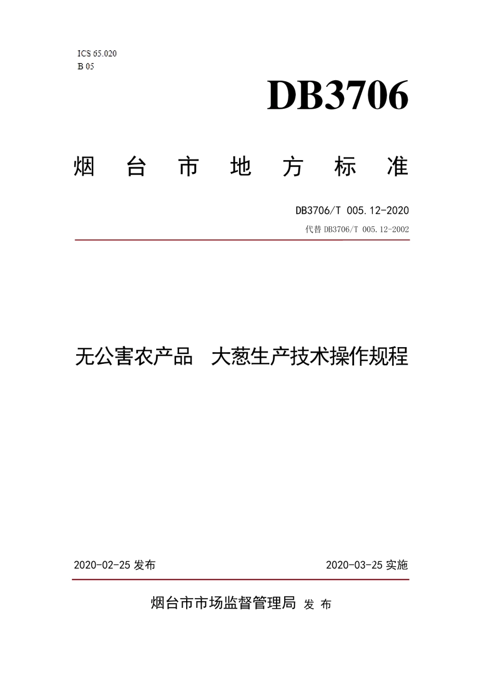DB3706T005.12-2020无公害农产品 大葱生产技术操作规程.pdf_第1页