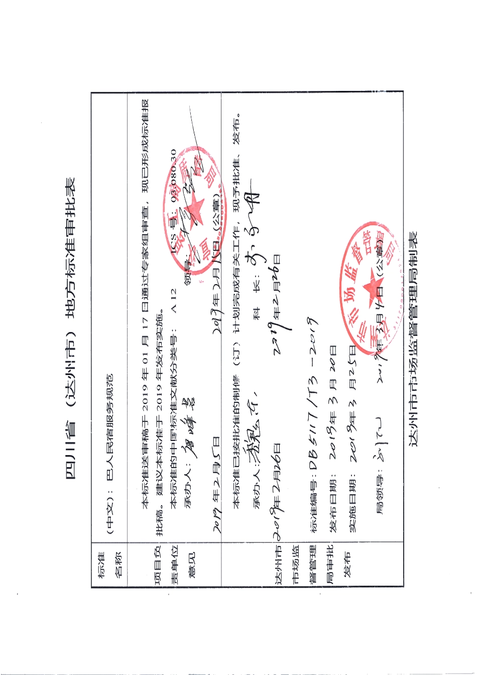 DB5117T 3-2019巴人民宿服务规范.pdf_第1页