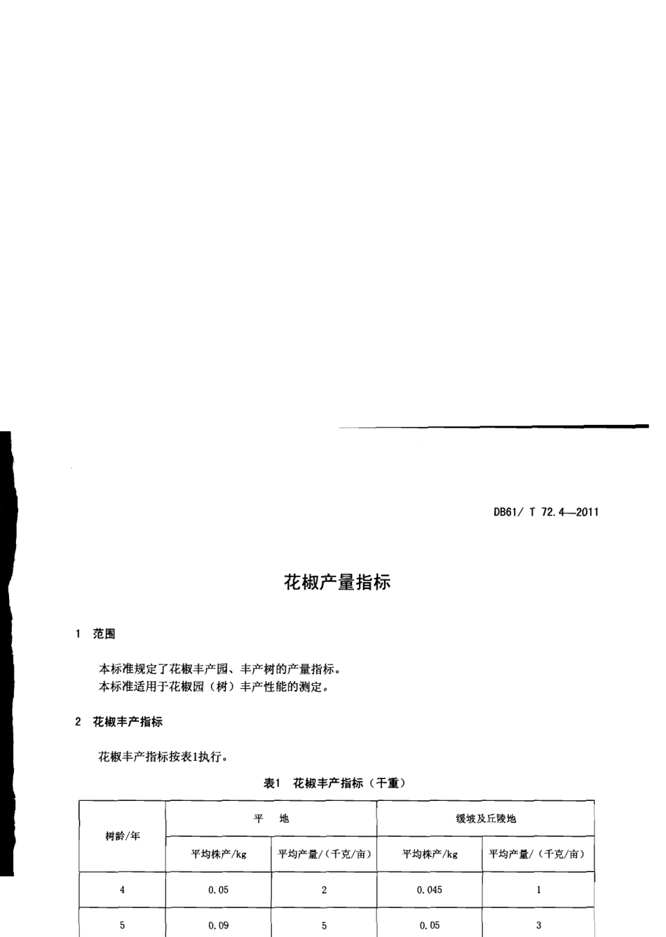 DB61T 72.4-2011花椒产量指标.pdf_第3页