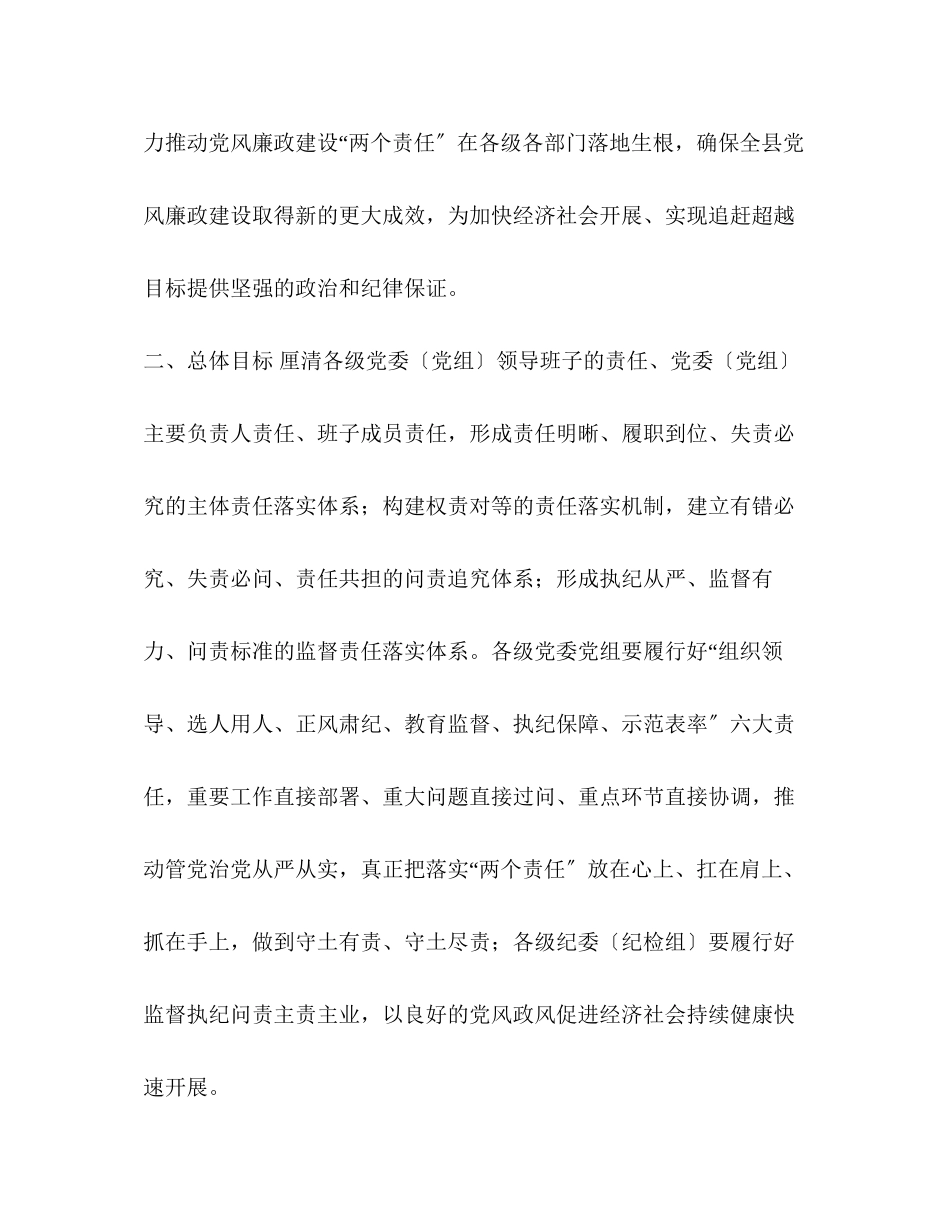 2023年县年推动落实党风廉政建设两个责任实施方案年推动城镇发展落实.docx_第2页