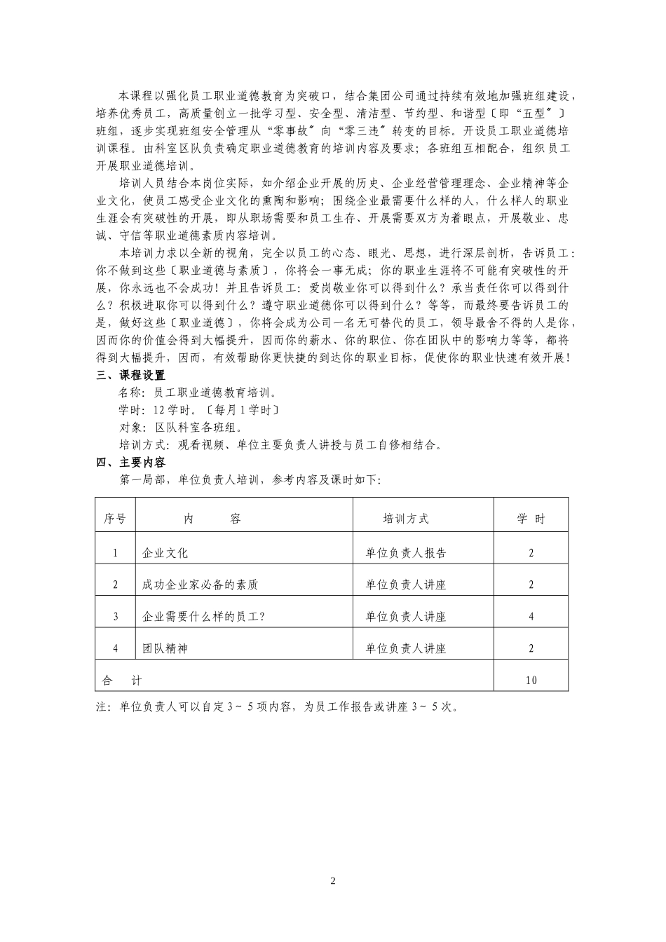 2023年员工企业文化及职业道德教育培训实施方案.doc_第2页