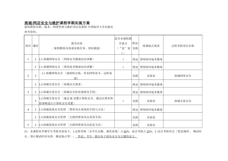 2023年商城网店安全与维护课程实施方案.doc_第3页