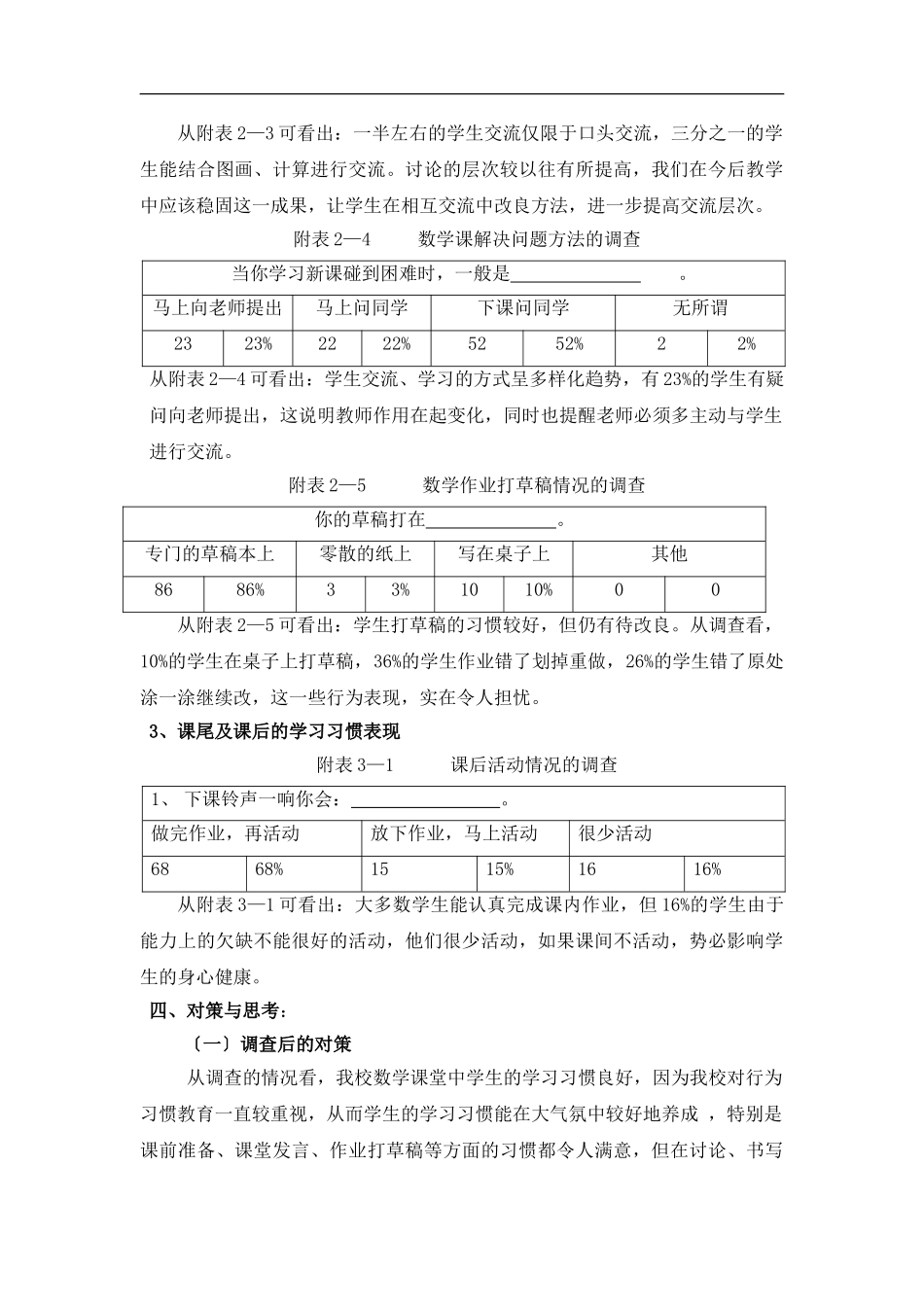2023年小学生数学课堂学习习惯的调查报告.doc_第3页