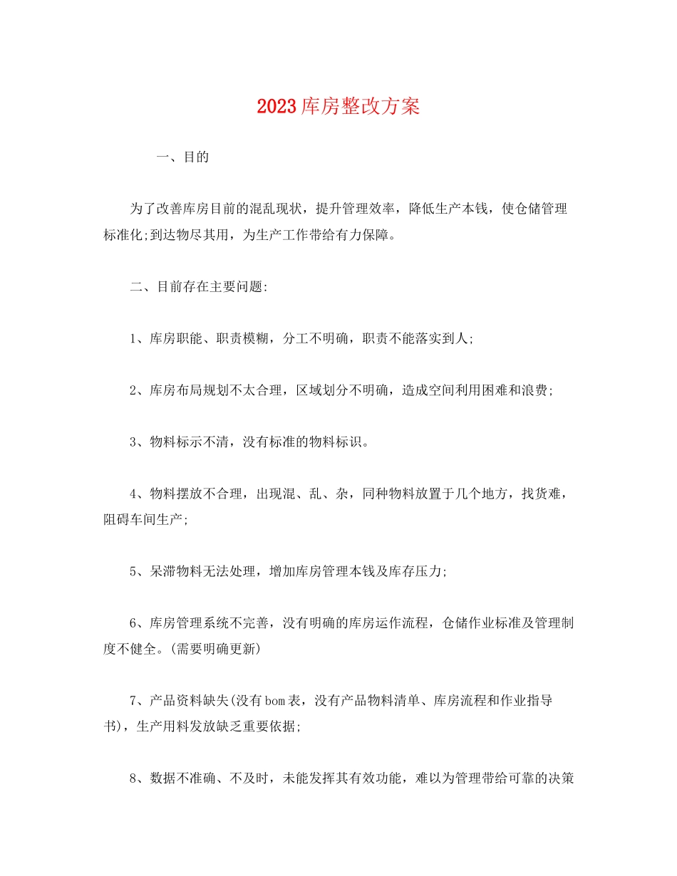 2023年库房整改方案.docx_第1页
