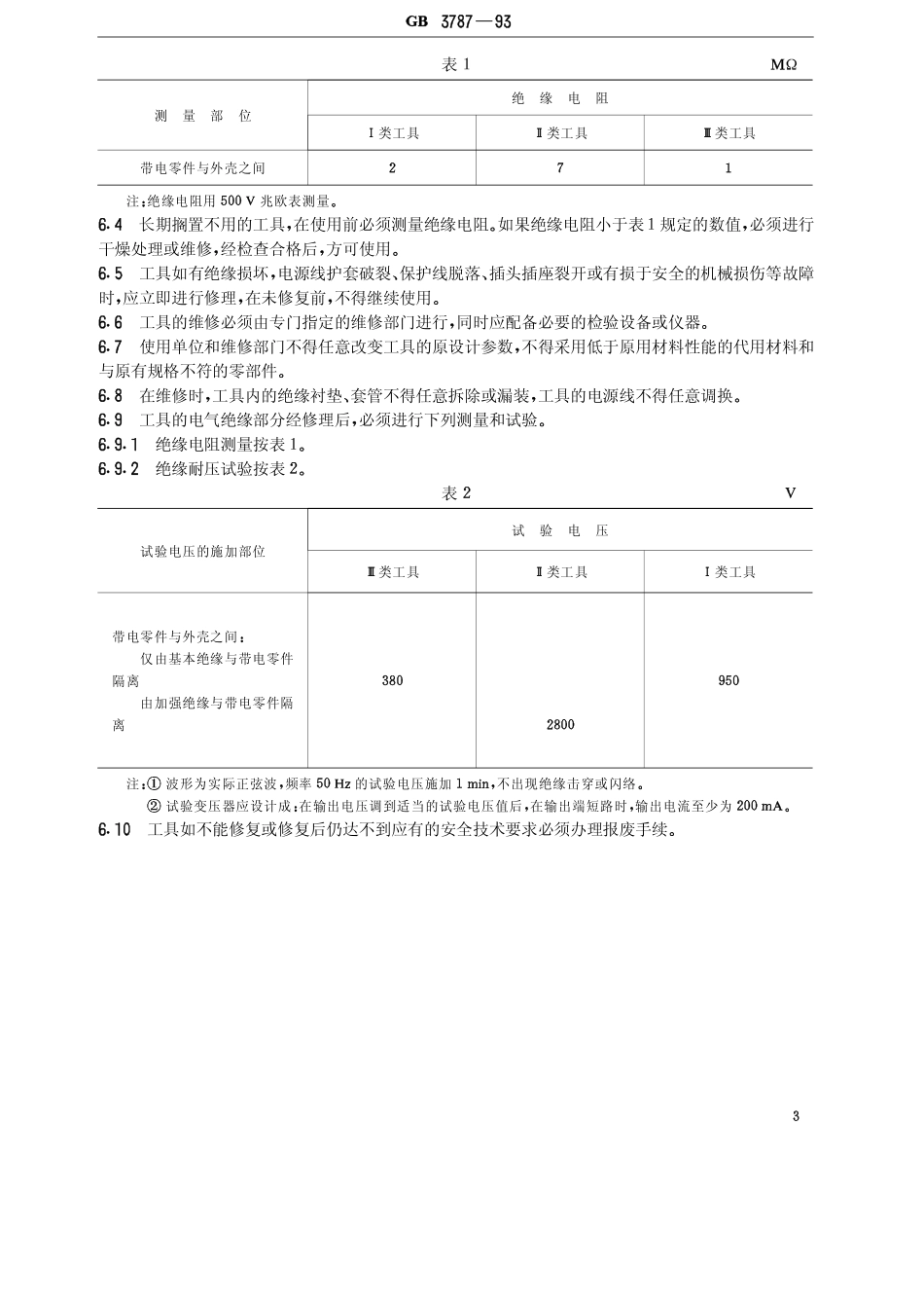 GB 3787-1993 手持式电动工具的管理使用检查和维修安全技术规程.pdf_第3页