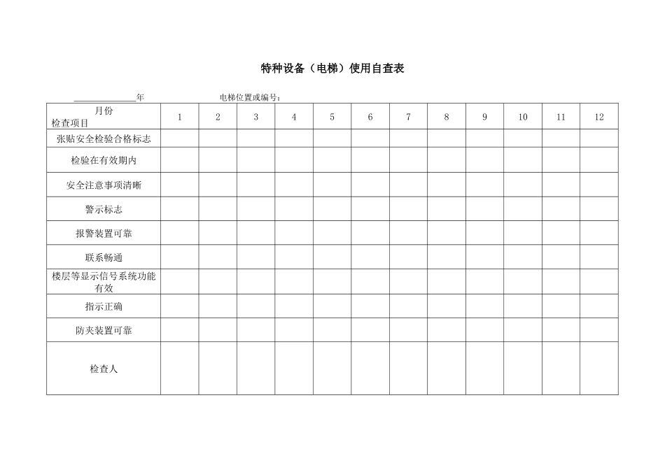 特种设备（电梯）使用自查表.docx_第1页
