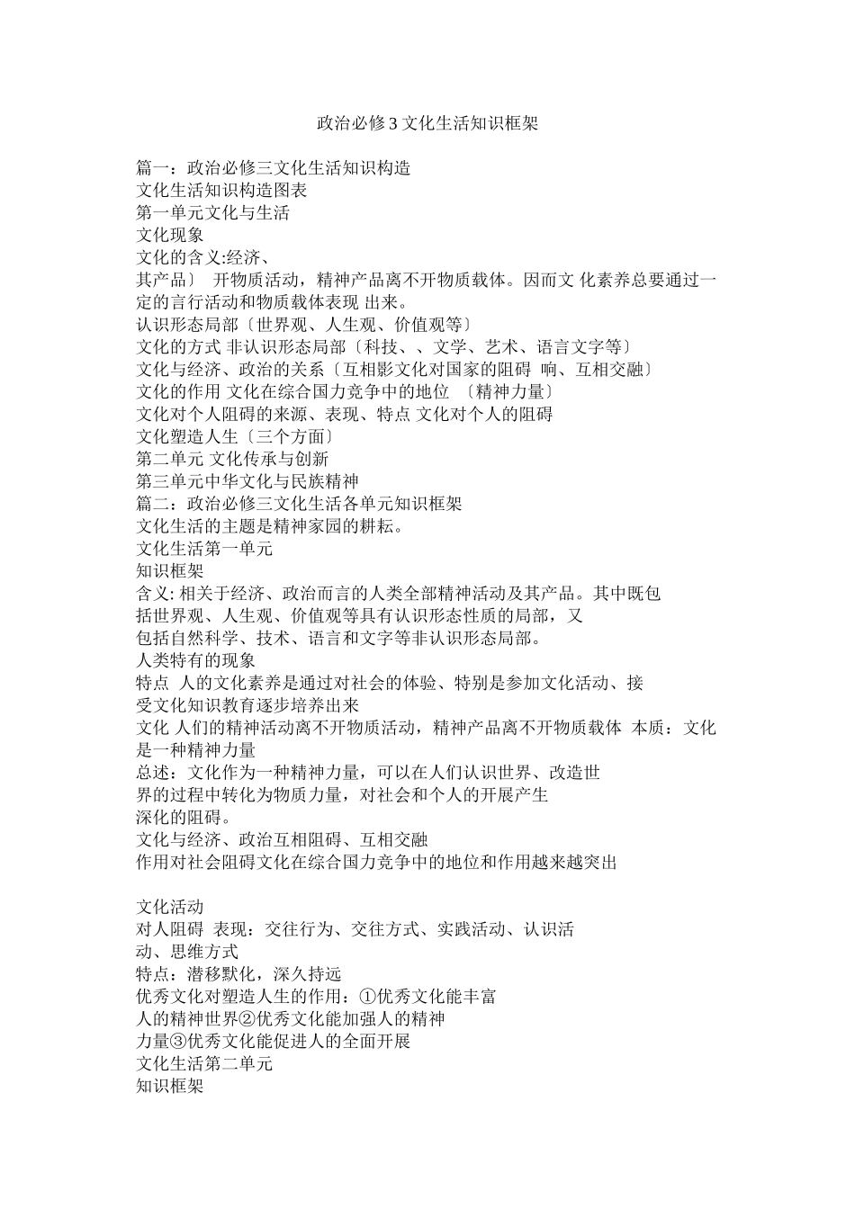 2023年政治必修3文化生活知识框架.docx_第1页