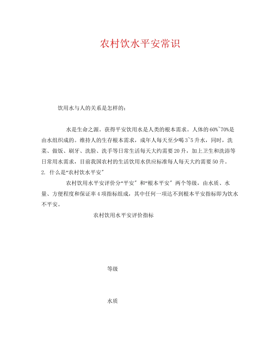 2023年《安全管理》之农村饮水安全常识.docx_第1页