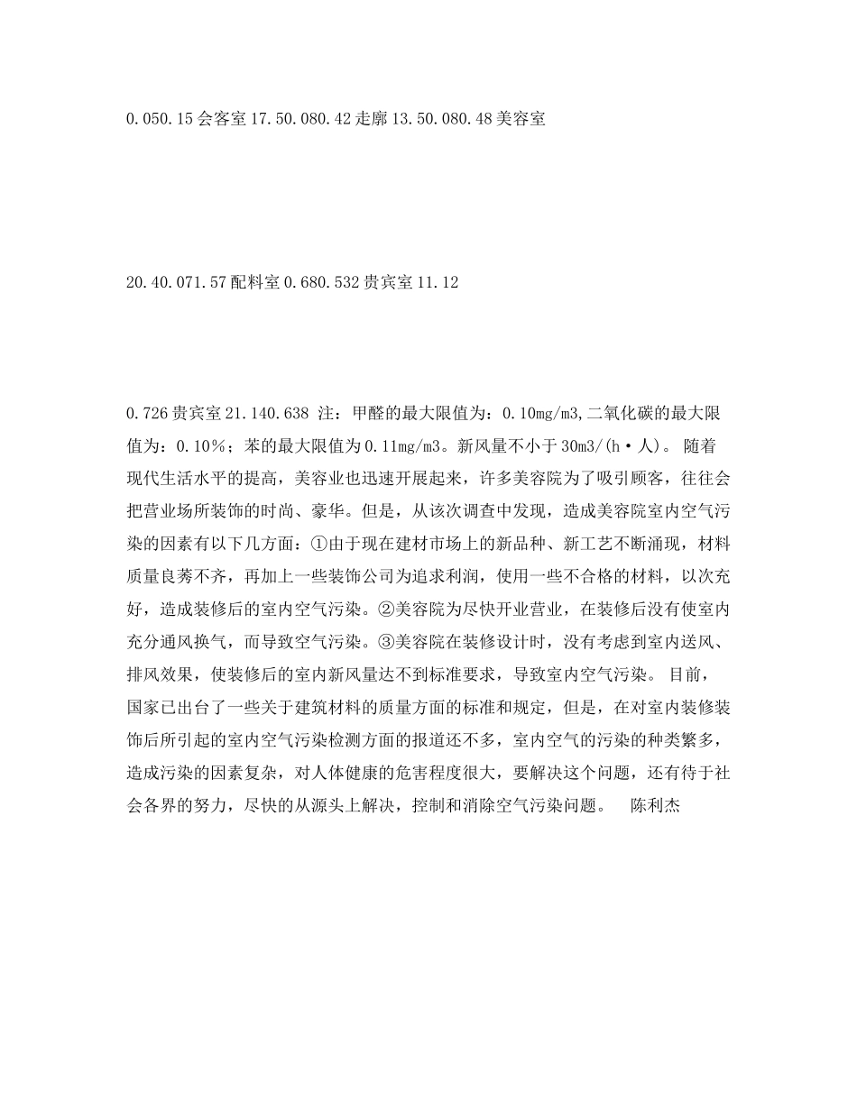 2023年安全常识之某美容院室内空气污染的调查分析.docx_第2页