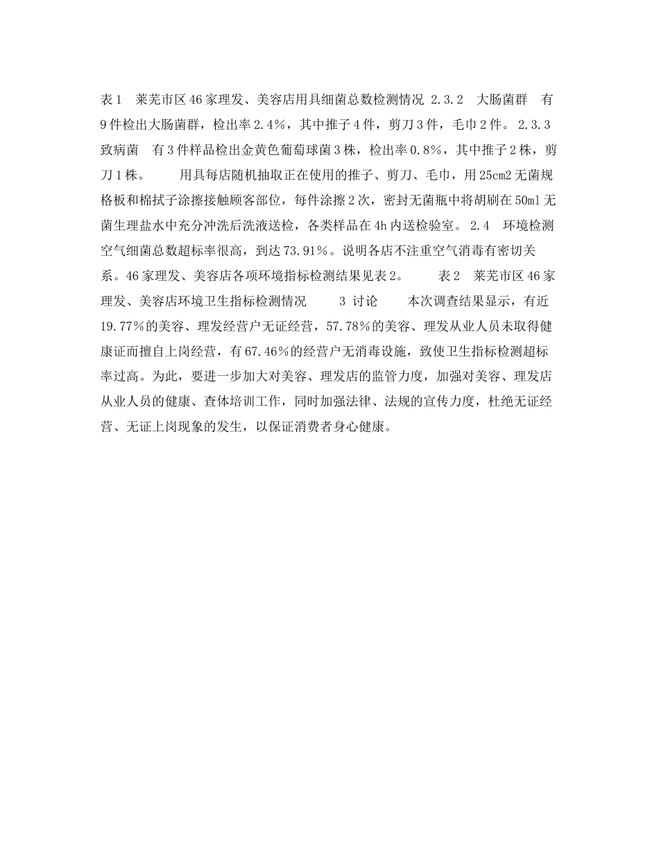 2023年安全常识之莱芜市区部分理发美容店卫生状况调查.docx_第2页