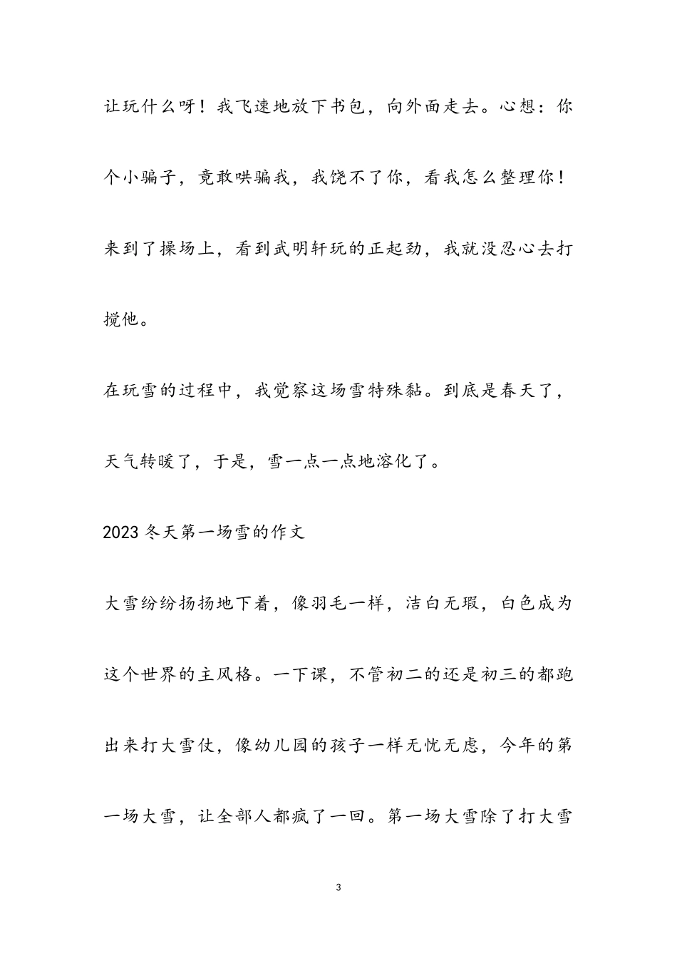2023冬天第一场雪的作文.doc_第3页