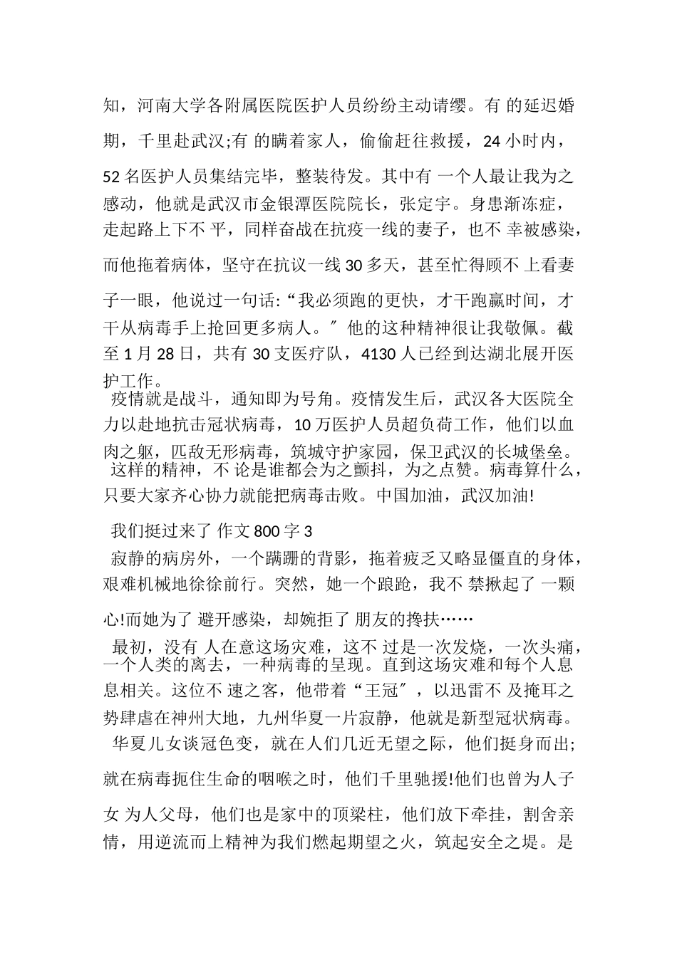 2023年20XX我们挺过来了作文800字20XX.doc_第3页