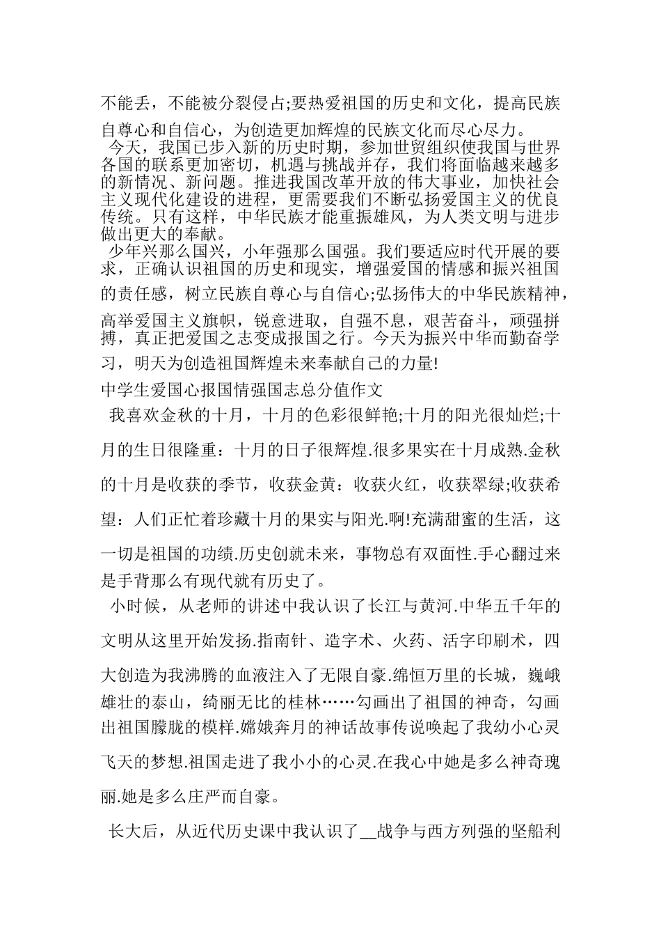 2023年中学生爱国心报国情强国志征文竞赛作文7篇.doc_第3页